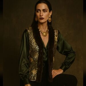 Escada Mink Fur Vest Medium NWT Silk 90s